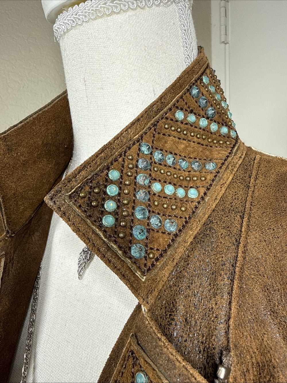 Kippy’s Original Vintage Women's Sz S Genuine Leather Jacket Rhinestone Cowgirl - Picture 7 of 16